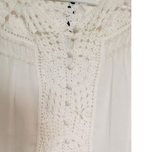 TOP, BLOUSE, SILK, LARGE WHITE